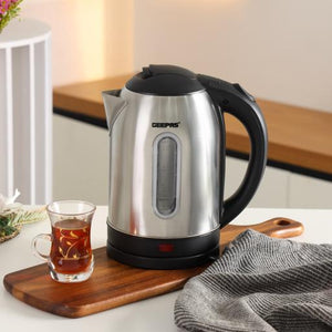 Geepas 1.8L Stainless Steel Electric Kettle | 1500W Powerful Heating Element | Fast Boiling | Auto Cut-Off Function | Boil-Dry Safety Protection | 2 Years Warranty