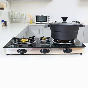Geepas GK6880FFD Gas Cooker| 3 Brass Burners with Auto Ignition| Stainless Steel Frame & Tray| Energy-Saving  Kitchen Stove| Full Efficient Burners | 2 Years Warranty