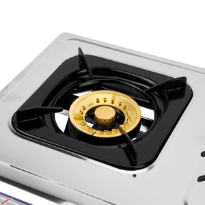 Geepas GK74BS Stainless Steel 3 Burner Gas Cooker | Brass Burners |  Automatic Ignition System |  Low Gas Consumption |  Durable Pan Supports for Home Cooking Use