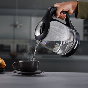 Geepas Electric Kettle - Glass Body, Boil Dry Protection & Auto Shut Off | Heats up Quickly & Easily | Boiler for Hot Water, Tea & Coffee Maker | 1.8L Cordless Kettle