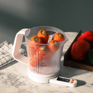 Geepas Kitchen Scale with Measuring Cup GKS46514 | LED Screen with Illuminated Digits, 5KG Capacity | Multi Units (g, oz, ml), Low Power Use | White, 2 Years Warranty