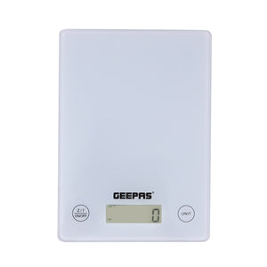Geepas GKS46525UK Electronic Kitchen Scale 5kg | Digital Display | Tare Function | 3mm Tempered Glass Platform | High Precision Sensor & Auto Off Feature for Home Use