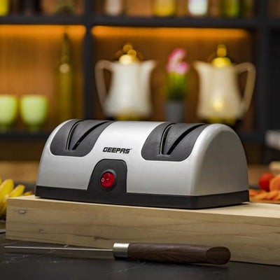 Geepas Electric Knife Sharpener GKS63044 | 2-Stage Precision Grinding & Honing | Diamond-Coated Wheels | Razor Sharp Finish | Compact & Easy to Use | 40W Power | Home Use