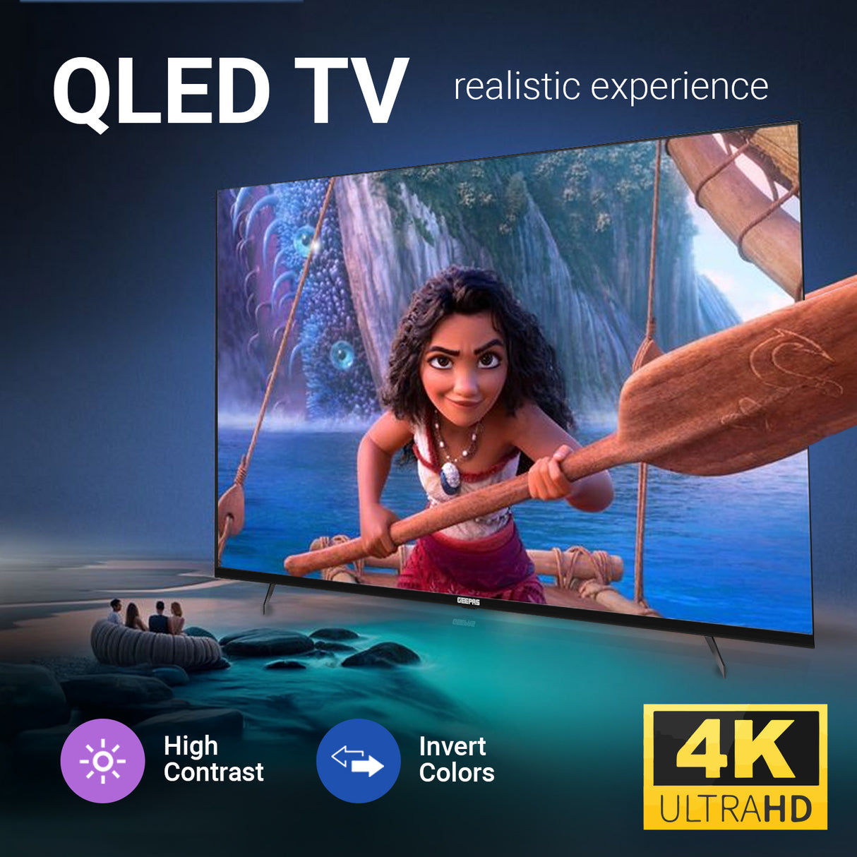 Geepas 100" Ultra HD QLED TV- GLED1007SGQLD with Remote Control | HDMI and USB Ports| Google TV| Dolby/ Pre-installed Apps like Netflix, YouTube, and Prime Video