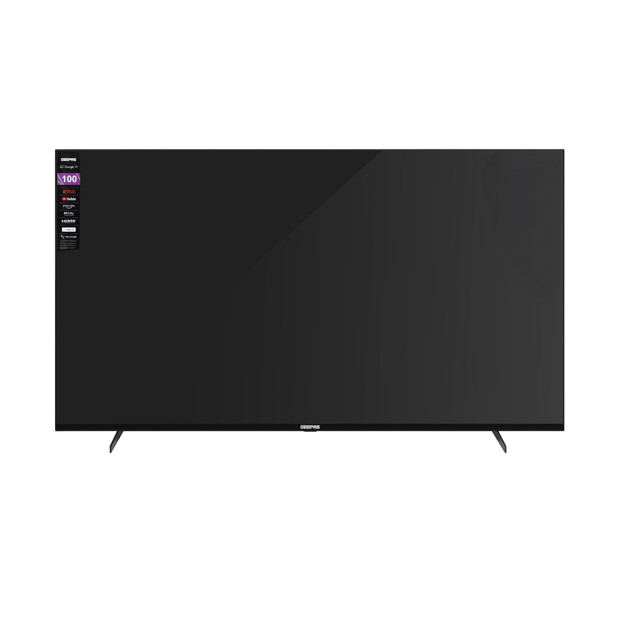 Geepas 100" Ultra HD QLED TV- GLED1007SGQLD/ with Remote Control, HDMI and USB Ports, Google TV, Dolby/ Pre-installed Apps like Netflix, YouTube, and Prime Video