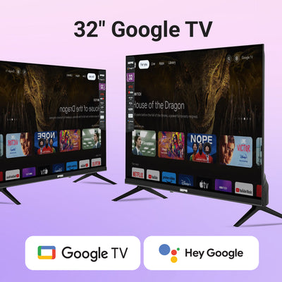 Geepas GLED3214SGXHD 32-Inch Full HD Smart LED TV | Google TV with Chromecast Built-In| 1920x1080 Resolution| Dolby Audio| 3 HDMI| 2 USB Ports| 2x8W Stereo Speakers