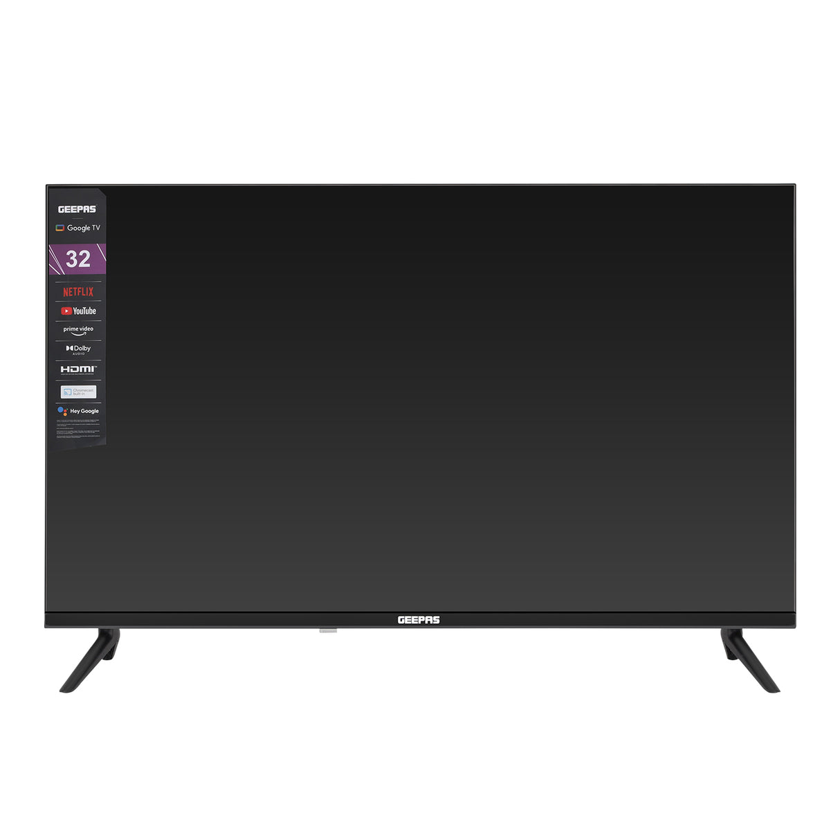 Geepas GLED3214SGXHD 32-Inch Full HD Smart LED TV | Google TV with Chromecast Built-In| 1920x1080 Resolution| Dolby Audio| 3 HDMI| 2 USB Ports| 2x8W Stereo Speakers
