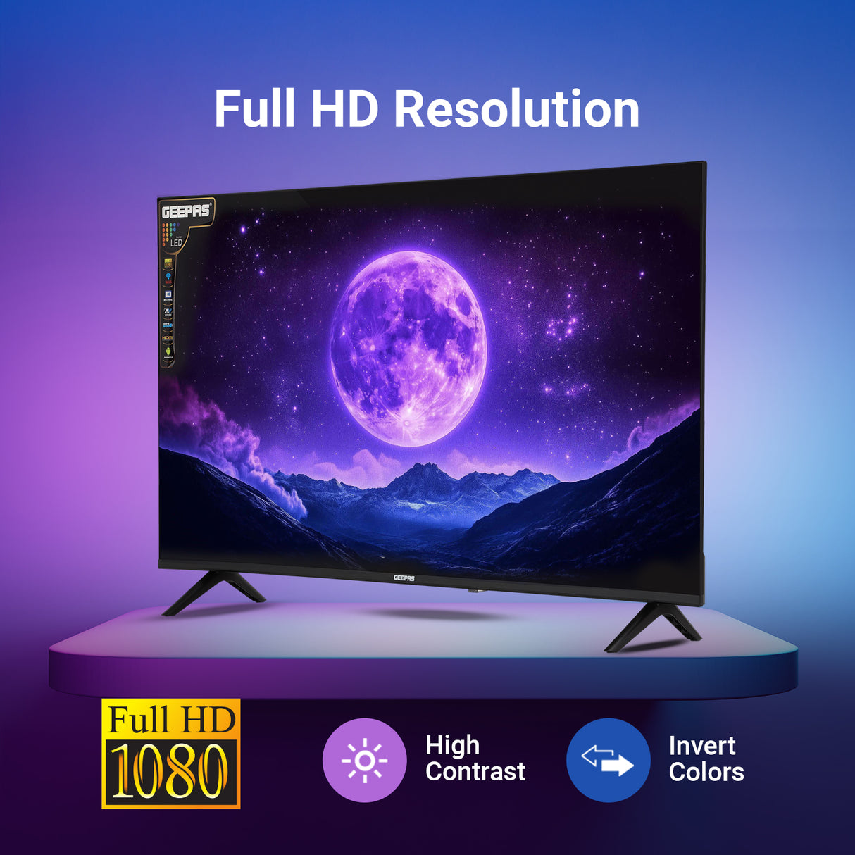 Geepas 43" Full HD LED TV GLED4323TSFHD|Android OS| Frameless Design| Immersive Sound| Smart Features| Screen Sharing| Voice Control| HDMI & USB Ports| Pre-Installed Apps