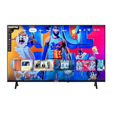 Geepas 43" Full HD LED TV GLED4323TSFHD|Android OS| Frameless Design| Immersive Sound| Smart Features| Screen Sharing| Voice Control| HDMI & USB Ports| Pre-Installed Apps
