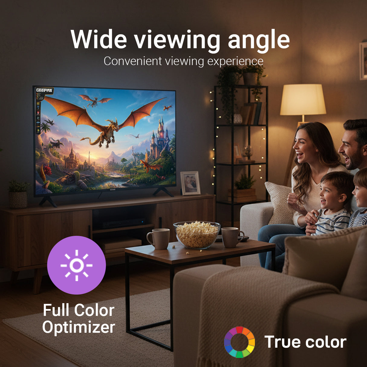 Geepas GLED4328SXHD 43-Inch Full HD Smart LED TV | Frameless Design| HDMI & USB Connectivity| HQ Sound| Android OS| 178° Viewing Angle| Slim LED| 2x8W Audio Output