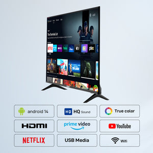 Geepas 43" Full HD LED TV-GLED4328SXHD, Frameless, Smart TV,  HDMI, USB Connectivity, 6.5 ms Response Time, Progressive Scan / Comes with Remote Controller