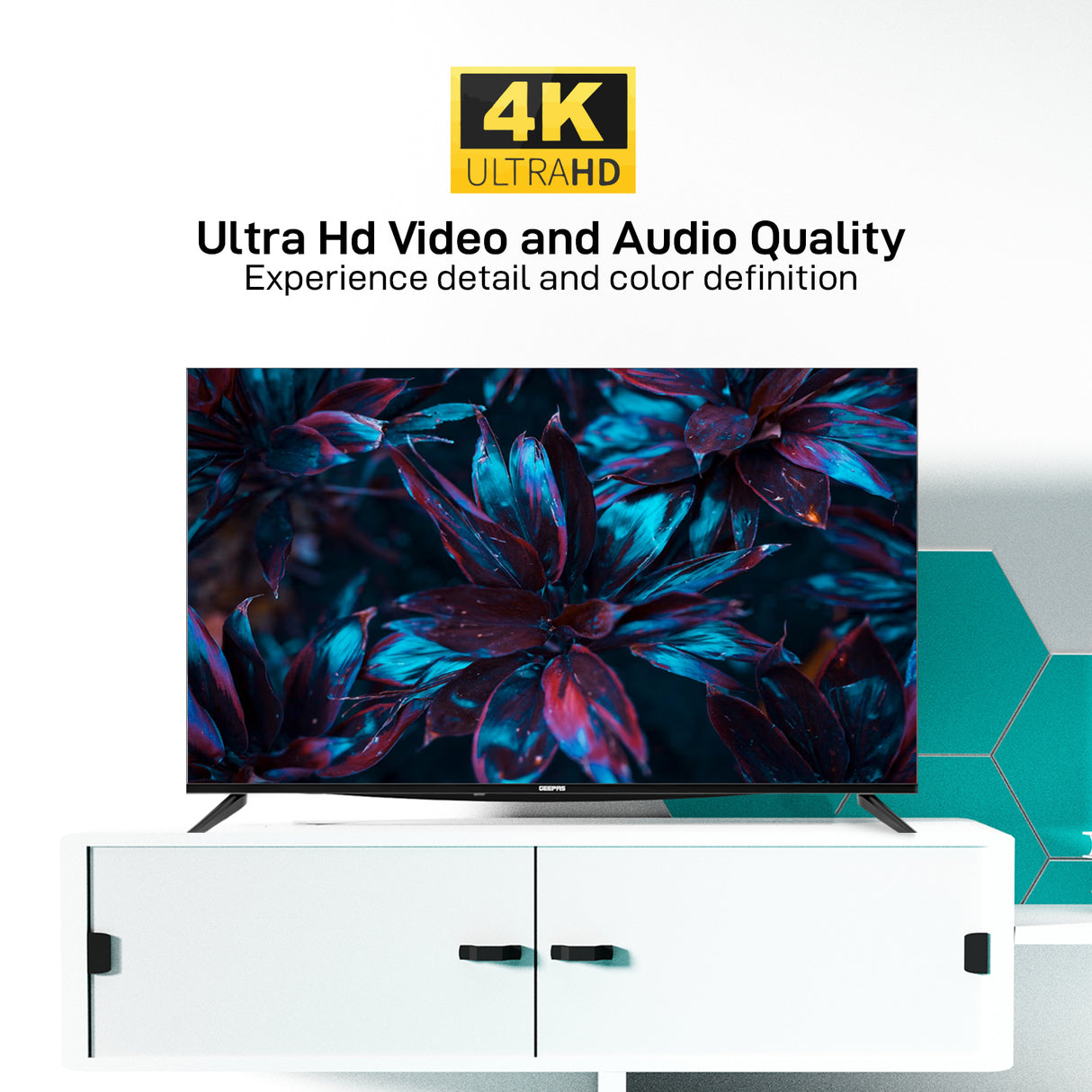Geepas GLED5006SGXHD 50-Inch Ultra HD 4K Google Smart LED TV | Android OS, Dolby Audio| Voice Remote| HDR10 Display| Wi-Fi| HDMI & USB Connectivity| Slim Bezel Design