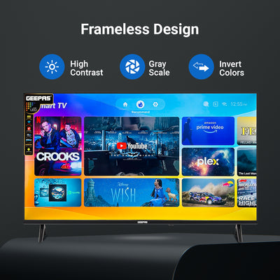 Geepas GLED5023SXUHD 50 Inch Ultra HD Smart LED TV | 4K UHD Display| Frameless Slim Design| HDR, HDMI & USB Connectivity| Smart Apps| HQ Sound | 2x8W Audio Output