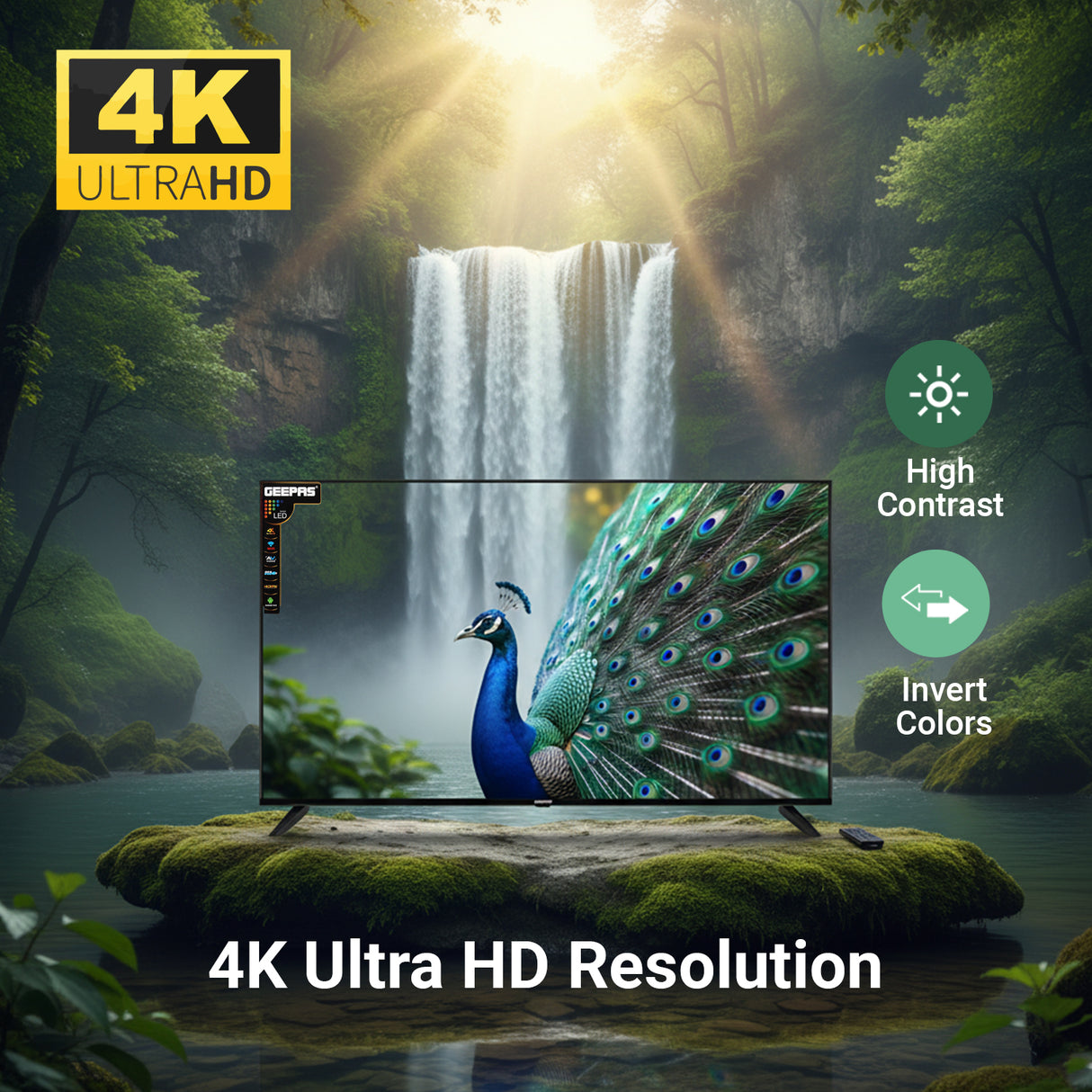 Geepas 50" Ultra HD LED TV- GLED5029TSUHD/ Smart Design| Frameless| Android 14| HDMI and USB Ports/ Full Color Optimizer| Brightness Contrast| Energy Saving Technology