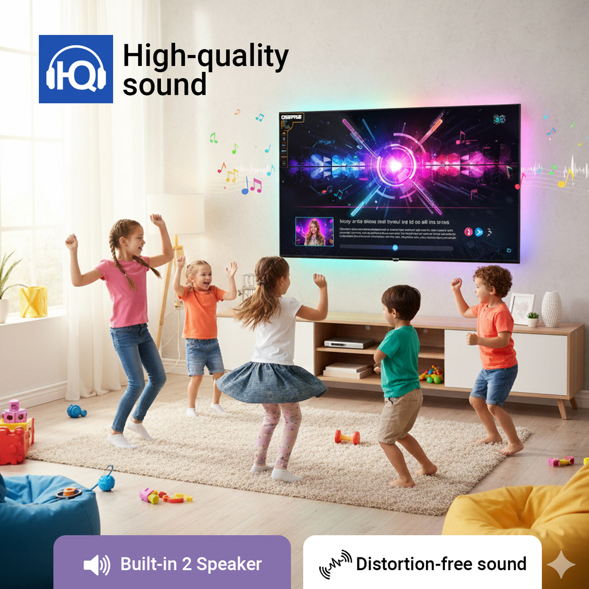 Geepas 50" Ultra HD LED TV- GLED5029TSUHD/ Smart Design| Frameless| Android 14| HDMI and USB Ports/ Full Color Optimizer| Brightness Contrast| Energy Saving Technology