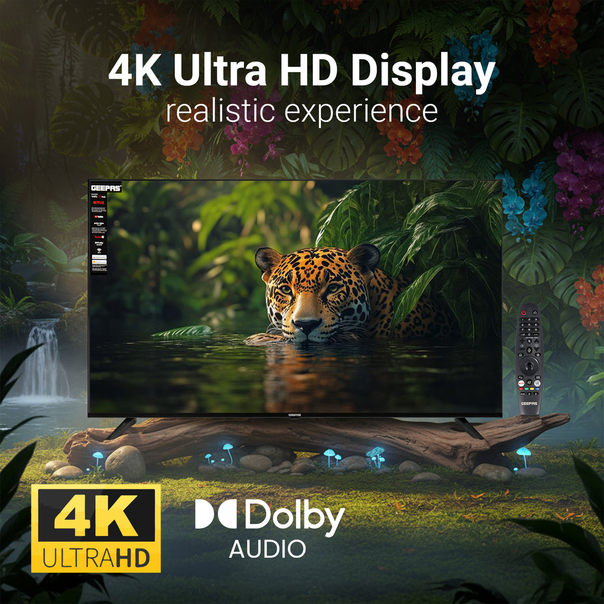 Geepas GLED5040TSUHD 50-Inch Ultra HD 4K Smart LED TV | WebOS Hub|  Frameless Design|  HDMI & USB Connectivity| Dolby HQ Sound|  Full Color Optimizer|  Apple AirPlay