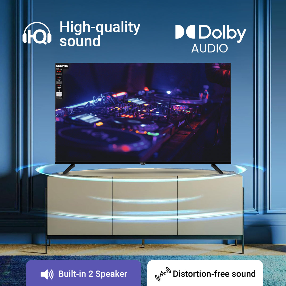 Geepas GLED5040TSUHD 50-Inch Ultra HD 4K Smart LED TV | WebOS Hub|  Frameless Design|  HDMI & USB Connectivity| Dolby HQ Sound|  Full Color Optimizer|  Apple AirPlay