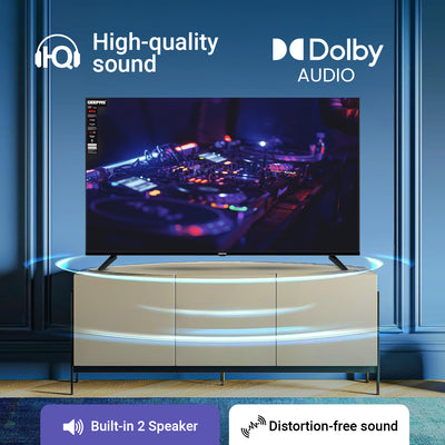 Geepas GLED5040TSUHD 50-Inch Ultra HD 4K Smart LED TV | WebOS Hub|  Frameless Design|  HDMI & USB Connectivity| Dolby HQ Sound|  Full Color Optimizer|  Apple AirPlay