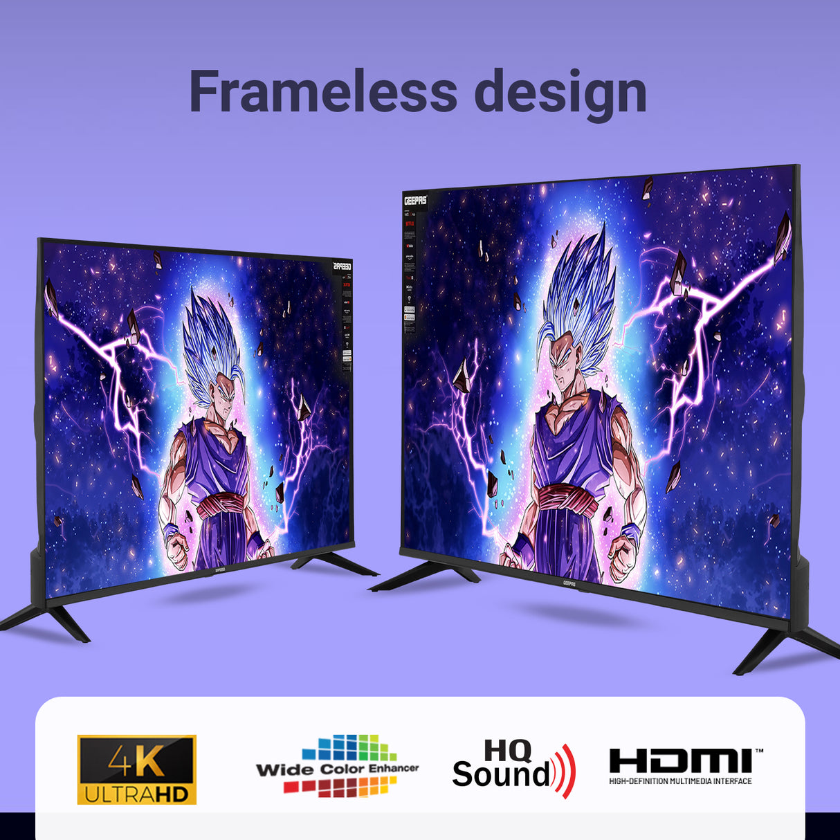 Geepas GLED5040TSUHD 50-Inch Ultra HD 4K Smart LED TV | WebOS Hub|  Frameless Design|  HDMI & USB Connectivity| Dolby HQ Sound|  Full Color Optimizer|  Apple AirPlay