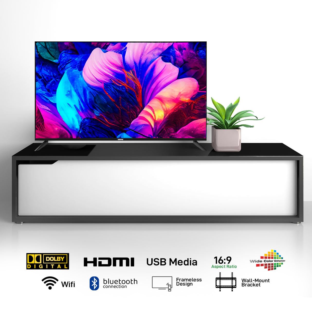 Geepas GLED5506SGXHD 55 Inch 4K Ultra HD Google TV | Smart LED Television with Chromecast Built-in| Dolby Audio| Voice Remote Control| HDMI, USB, HDR Display| Wi-Fi