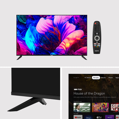 Geepas GLED5506SGXHD 55 Inch 4K Ultra HD Google TV | Smart LED Television with Chromecast Built-in| Dolby Audio| Voice Remote Control| HDMI, USB, HDR Display| Wi-Fi