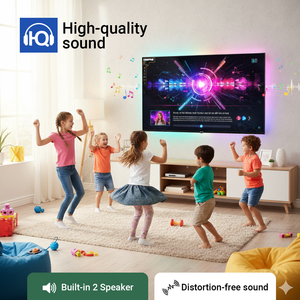 Geepas GLED5508SFHD 55-Inch Ultra HD Smart LED TV | 4K UHD Resolution| Frameless Android Design| HDMI & USB Connectivity| HQ Sound| Full Color Optimizer | Slim LED