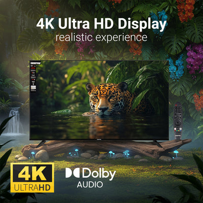 Geepas GLED5509SVUHD 55 Inch Ultra HD Smart LED TV | 4K UHD Display| webOS Hub| Frameless Design| HDMI, USB, HDR, HQ Sound| Smart Apps| Slim Design| 2x8W Audio Output