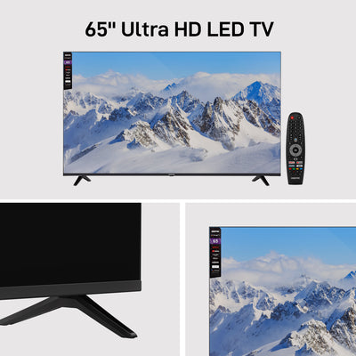 Geepas GLED6523SGXHD 65-Inch Ultra HD Smart LED TV | Google TV with Chromecast Built-In| 4K 3840x2160 Resolution| Dolby Audio|  Slim Design | 2x10W Stereo Speakers