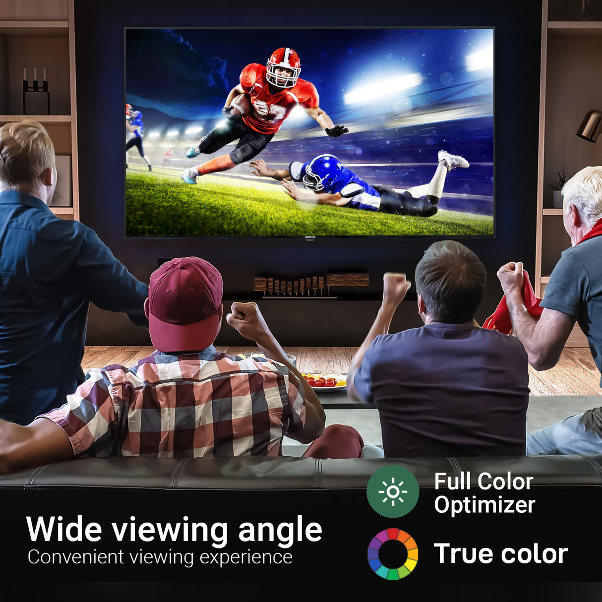 Geepas GLED6523SXUHD 65” 4K Ultra HD Smart LED TV | HDR | Inbuilt Digital Receiver| HDMI, USB| Wide Viewing Angle | High Contrast | Slim Design | 1-Year Warranty