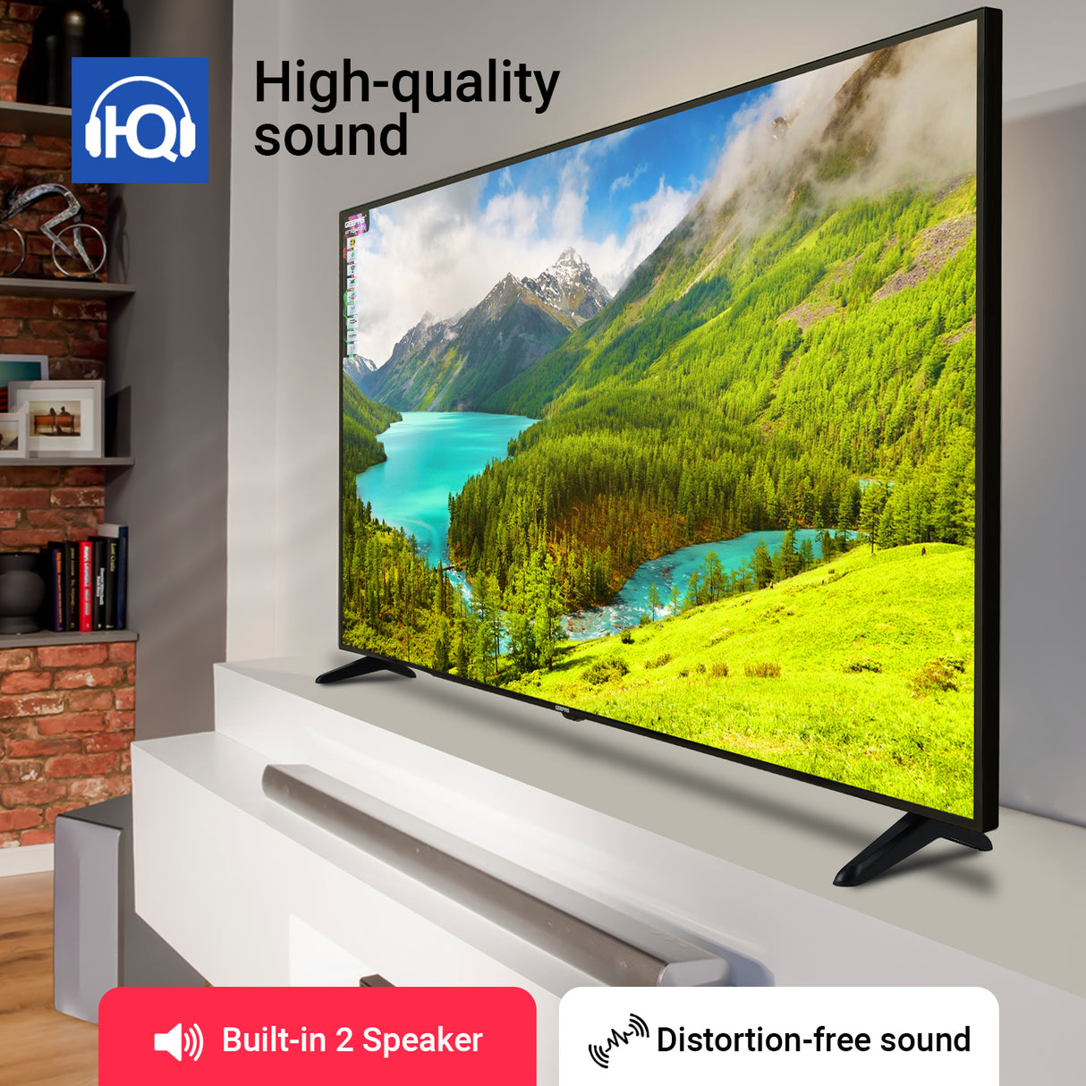 Geepas GLED6523SXUHD 65” 4K Ultra HD Smart LED TV | HDR | Inbuilt Digital Receiver| HDMI, USB| Wide Viewing Angle | High Contrast | Slim Design | 1-Year Warranty