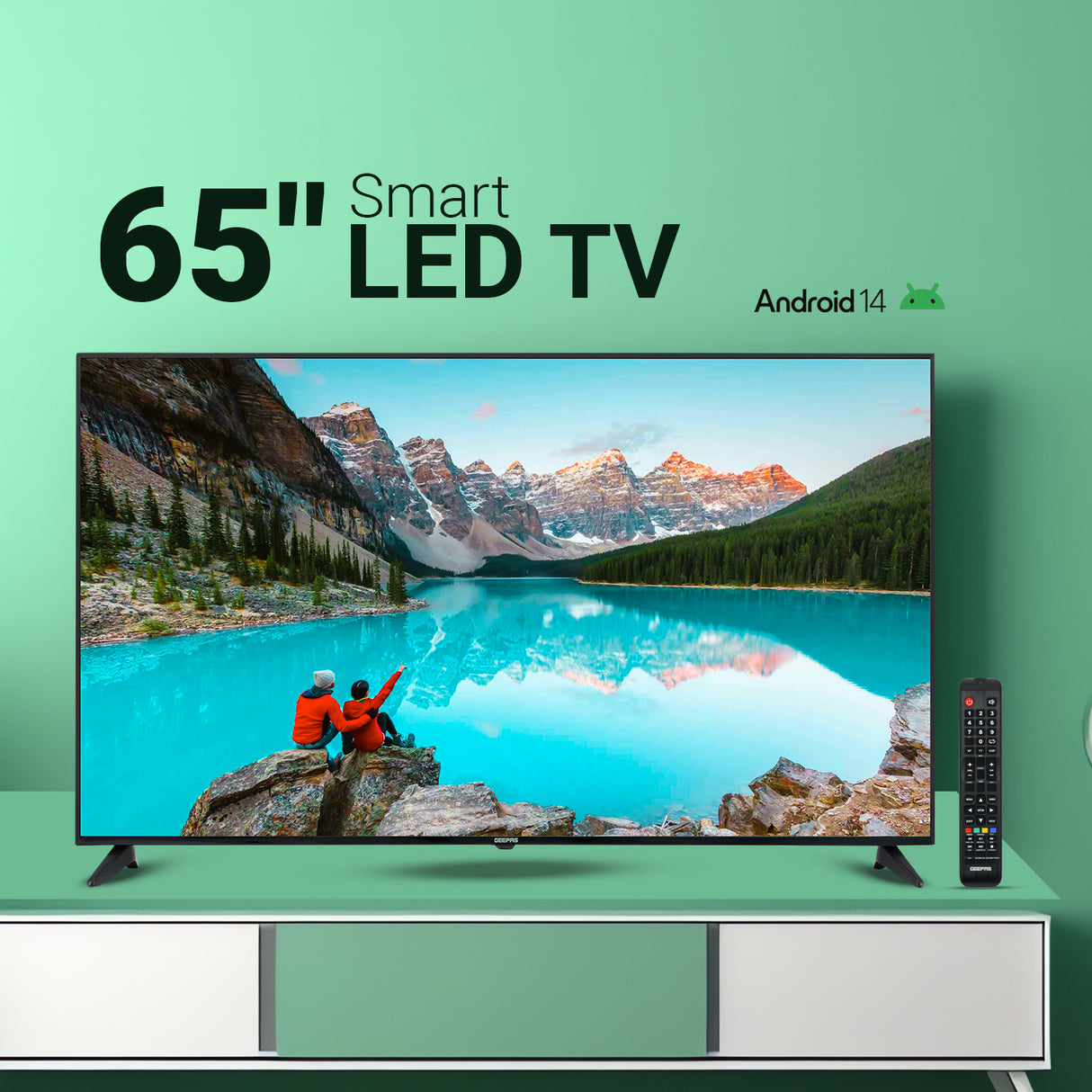 Geepas GLED6523SXUHD 65” 4K Ultra HD Smart LED TV | HDR | Inbuilt Digital Receiver| HDMI, USB| Wide Viewing Angle | High Contrast | Slim Design | 1-Year Warranty