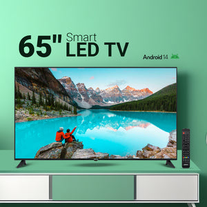 Geepas GLED6523SXUHD 65” 4K Ultra HD Smart LED TV | HDR | Inbuilt Digital Receiver| HDMI, USB| Wide Viewing Angle | High Contrast | Slim Design | 1-Year Warranty