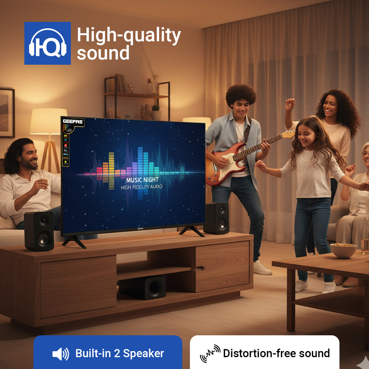 Geepas GLED6538SEUHD 65 Inch Ultra HD Smart LED TV | 4K UHD Frameless Display| HDR| HDMI| USB Connectivity| Smart Apps| HQ Sound |  Remote Control| 2x8W Audio Output