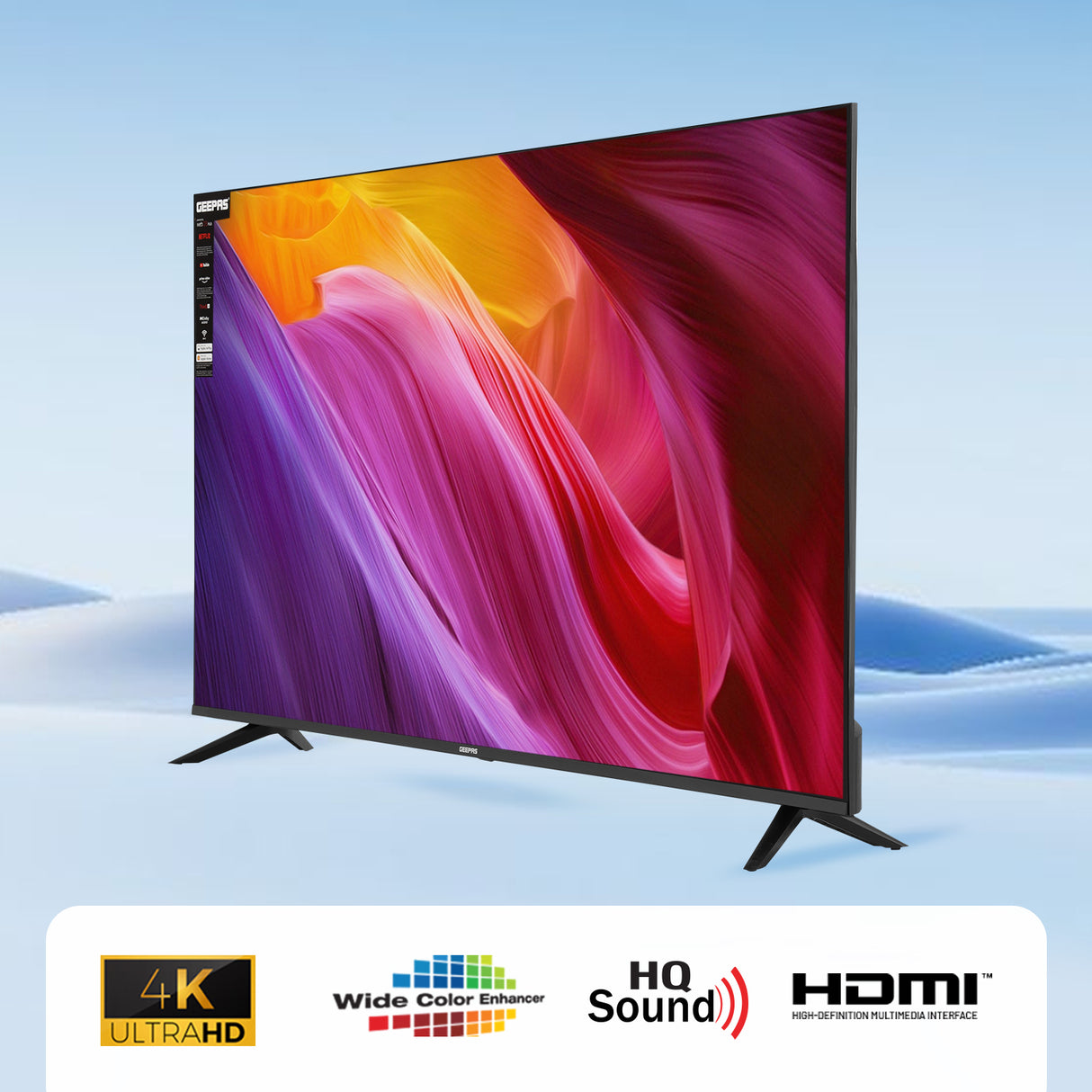 Geepas GLED6569SVUHD 65-Inch Ultra HD Smart LED TV | 4K UHD | webOS Hub| Frameless Design | HDMI & USB Connectivity | HQ Sound | Slim LED Display | Built-in Apps