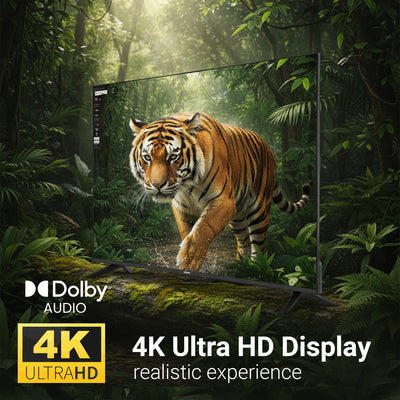 Geepas GLED6569SVUHD 65-Inch Ultra HD Smart LED TV | 4K UHD | webOS Hub| Frameless Design | HDMI & USB Connectivity | HQ Sound | Slim LED Display | Built-in Apps