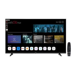 Geepas GLED6569SVUHD 65-Inch Ultra HD Smart LED TV | 4K UHD | webOS Hub| Frameless Design | HDMI & USB Connectivity | HQ Sound | Slim LED Display | Built-in Apps
