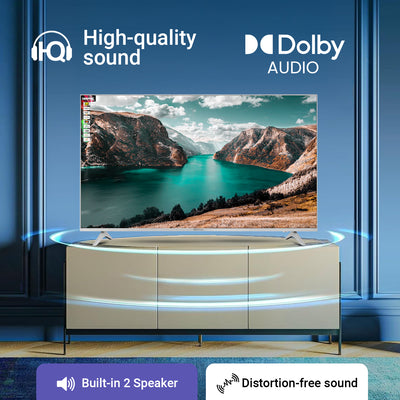 Geepas 65" Ultra HD LED TV- GLED6569SWUHD/ Gaming Supported, User Friendly with Voice Assistant/ with Remote Control, HDMI and USB Ports/ Bluetooth, App Store, Apple AirPlay/ Slim Design