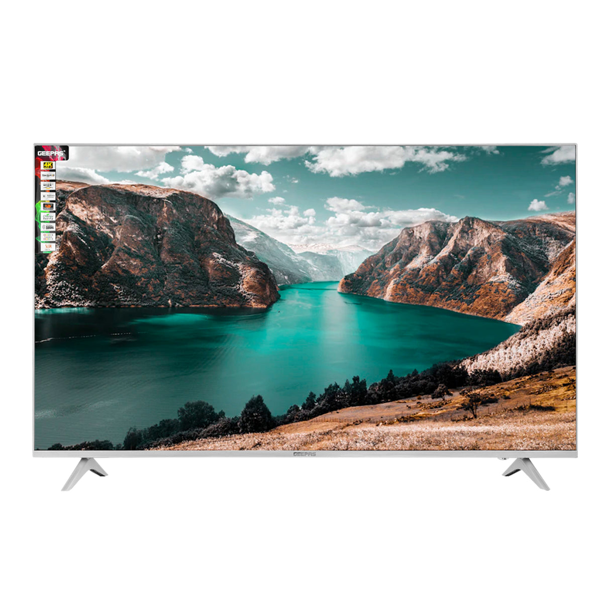 Geepas 65" Ultra HD LED TV- GLED6569SWUHD/ Gaming Supported, User Friendly with Voice Assistant/ with Remote Control, HDMI and USB Ports/ Bluetooth, App Store, Apple AirPlay/ Slim Design