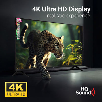 Geepas 75" Smart TV- GLED7523SXUHD| VIDAA Powered, DOLBY Digital, 4K Ultra HD, Smart TV| HDMI & USB Ports|  Pre-Installed Apps, Wi-Fi and Screen Sharing, Dolby Digital