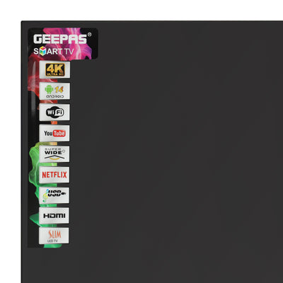 Geepas 75" Smart TV- GLED7523SXUHD| VIDAA Powered, DOLBY Digital, 4K Ultra HD, Smart TV| HDMI & USB Ports|  Pre-Installed Apps, Wi-Fi and Screen Sharing, Dolby Digital