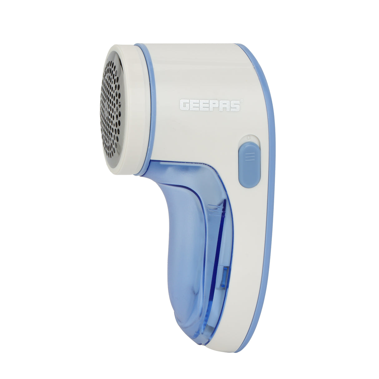 Geepas Lint Remover GLR63068UK-BL | Stainless Steel Blade | Detachable Dust Box | Fabric Safe Design |transparent container| AA Battery Operation & Easy Lint Removal Tool