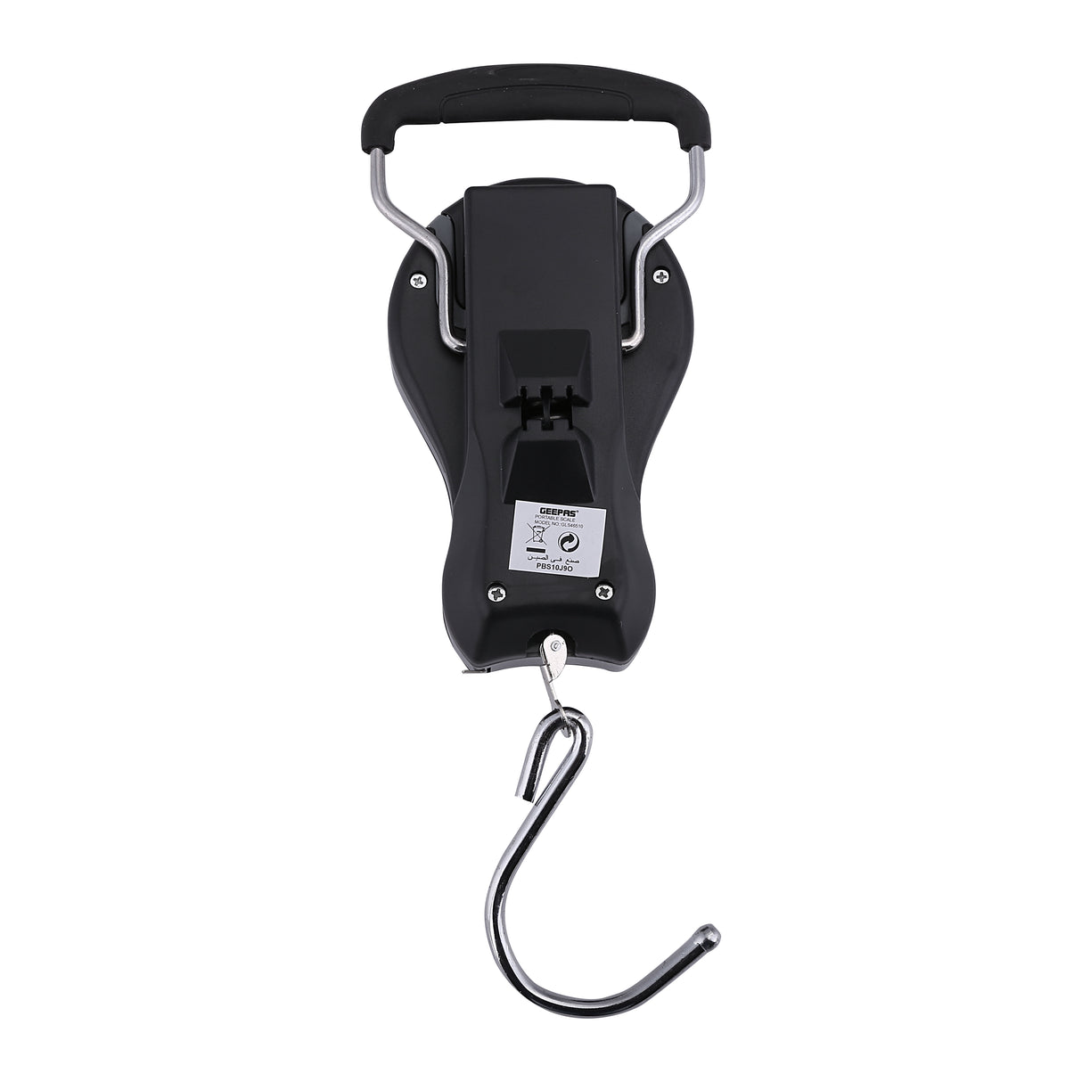 Geepas GLS46510 Portable Hanging Scale 38kg | Mechanical Luggage Scale with Double Pointer, 1m Tape & Metal Hook | 1 Meter Measuring Tape | ABS Body | Portable Design