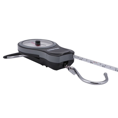 Geepas GLS46510 Portable Hanging Scale 38kg | Mechanical Luggage Scale with Double Pointer, 1m Tape & Metal Hook | 1 Meter Measuring Tape | ABS Body | Portable Design