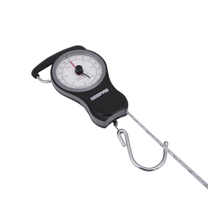 Geepas GLS46510 Portable Hanging Scale 38kg | Mechanical Luggage Scale with Double Pointer, 1m Tape & Metal Hook | 1 Meter Measuring Tape | ABS Body | Portable Design