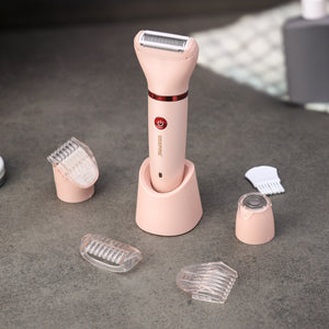 Geepas 3-in-1 Waterproof Lady Shaver Set GLS57521UK | IPX6 Waterproof, LED Indicator | Cord & Cordless Use | 3 Heads, 2 Combs | Ideal for Home & Salon | 2-Year Warranty