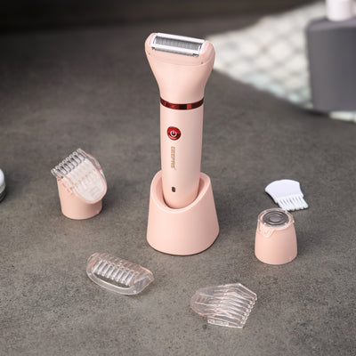 Geepas 3-in-1 Waterproof Lady Shaver Set GLS57521UK | IPX6 Waterproof, LED Indicator | Cord & Cordless Use | 3 Heads, 2 Combs | Ideal for Home & Salon | 2-Year Warranty