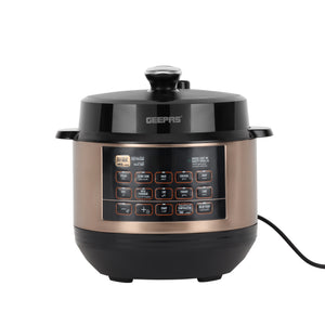 Geepas Digital Multi Cooker GMC35052 6L | LED Display | 10 One-Touch Cooking Programs| Cook & Warm Modes | 1000W Power and Multi-Functional Pressure Cooking System