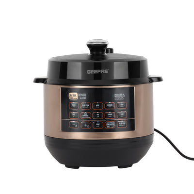Geepas Digital Multi Cooker GMC35052 6L | LED Display | 10 One-Touch Cooking Programs| Cook & Warm Modes | 1000W Power and Multi-Functional Pressure Cooking System