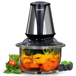 Geepas GMC42014 Multi Chopper | 400W Powerful Motor | 2-Speed Control | 1.2L Durable Glass Bowl | Stainless Steel Blades | Compact Food Processor | 2-Year Warranty