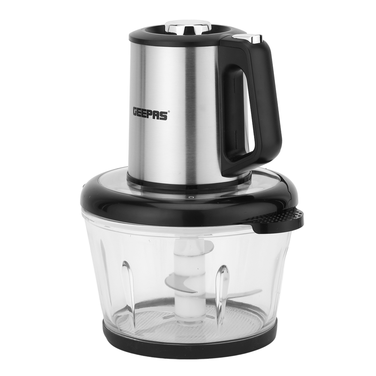 Geepas GMC42026 Multi Chopper | 500W Powerful Motor, 2L Durable Glass Bowl| 3-Speed Button Control| Stainless Steel  Double Blades | Safety Protector | 2-Year Warranty